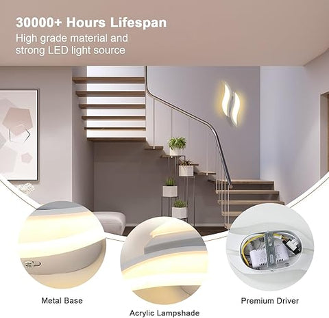 LED Wall Light - Modern Leaf Design 12W Warm White Acrylic Sconce for Bedroom Living Room