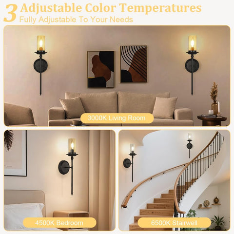 Rechargeable Battery Wall Sconce Set of 2 with Remote