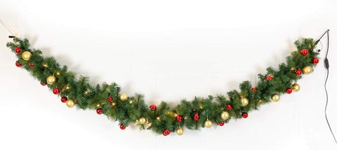 Festive Lights ConnectPro Pre-Lit Christmas Garland – 3m Warm White LED Garland with 40 LEDs, IP65 Outdoor & Indoor Christmas Decoration, Connectable Up to 100m