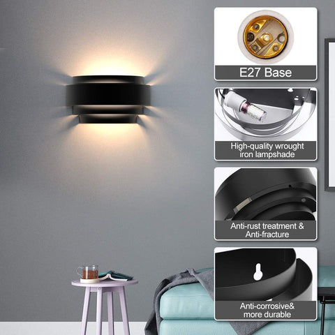 LED Up Down Wall Light Black 7W Warm White