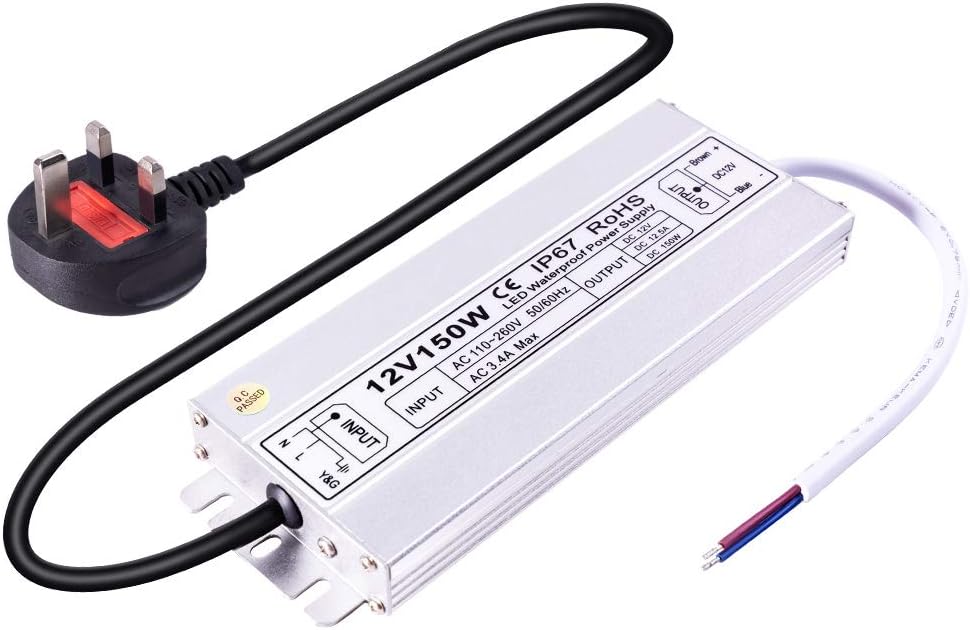 LED power supply with plug on a white background