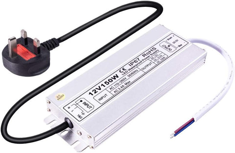 LED power supply with plug on a white background