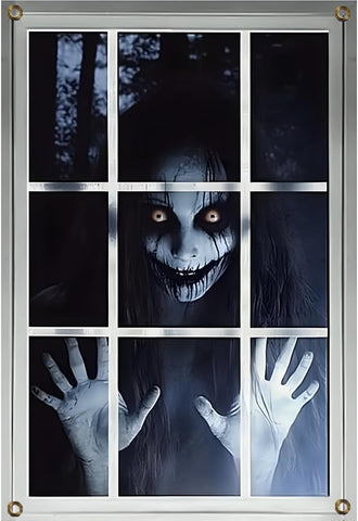 Scary Halloween Window Decorations – Gothic Horror Curtains for Indoor & Outdoor Halloween Party Décor