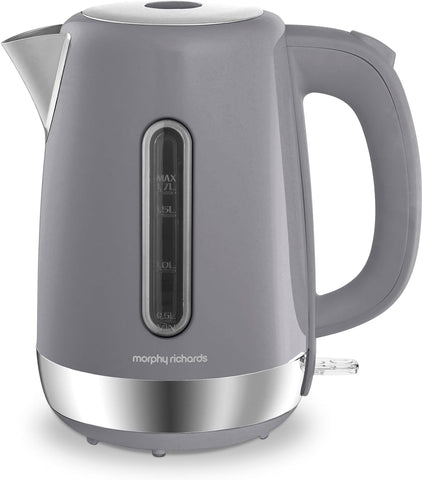 Equip 1.7L Electric Kettle - 3kW Rapid Boil, Stainless Steel, Removable Limescale Filter, Grey