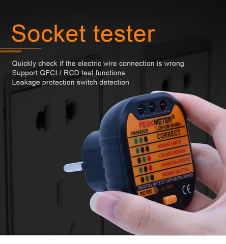 Automatic Electric Socket Tester Outlet Tester Polarity Check Meter Neutral Live Earth Wire Testing with UK Plug