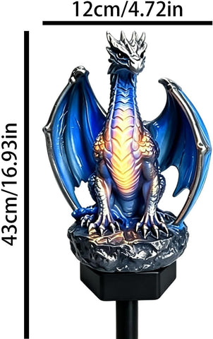 Solar Garden Stake Light - Waterproof Dragon Figurine Lamp, Outdoor, Grey