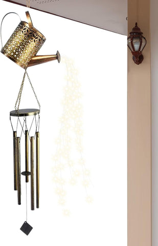 Solar Watering Can Garden Lights Retro Kettle Shape Iron Decor with Chime