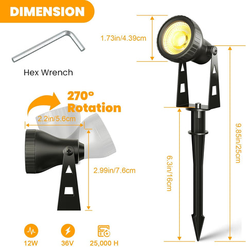 Kawaya 4-in-1 Mains Powered Garden Spike Lights 14M, IP68 Waterproof