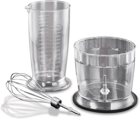 Desire 3-in-1 Electric Hand Blender 500W – Mini Chopper, Whisk & Stick Blender Set with Beaker & 500ml Bowl – Stainless Steel