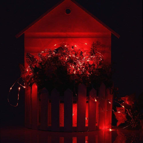 Battery Powered Red Fairy String Lights 3M with 30 LEDs – Copper Wire Decorative Lights