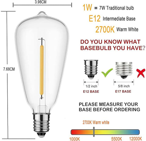LED Vintage Festoon ST38 Bulbs With E12 Base