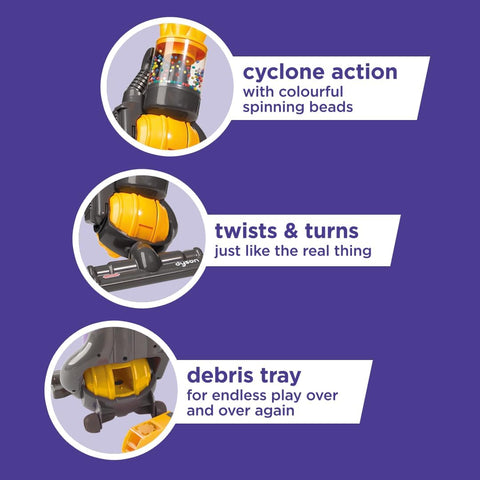 Casdon Dyson Ball Toy Vacuum – Miniature Replica for Kids 3+ with Twist & Turn Action and Realistic Role-Play Fun, Yellow