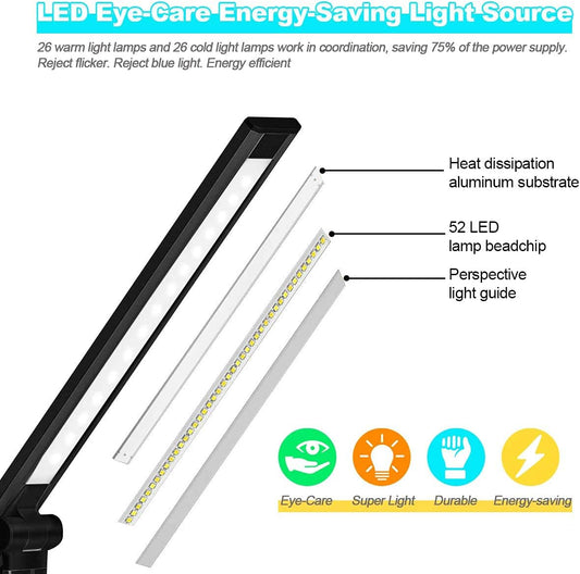 Desk lamp,Eye-caringTable Lamp,Dimmable Bedside lamp with USB Charging Port, 5 Light Modes x 10 Brightness Levels,Touch Control