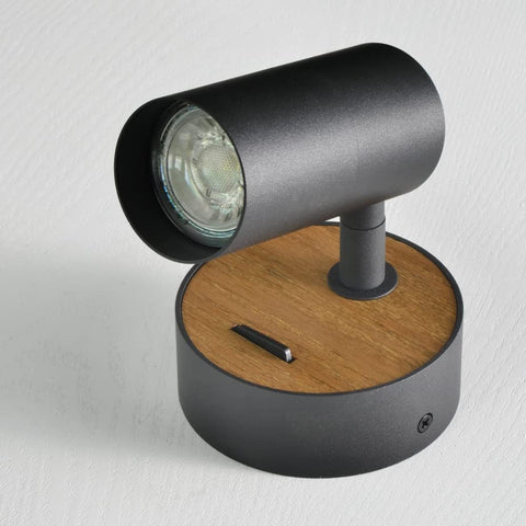 Wood Wall Lamp with Switch,Wall Light Indoor Vintage,Black Aluminum Lampshade Rotatable,Bedside Lamp,Wall Sconce Light Hardwired Industrial for Bedroom Lighting Living Room Hallway,Gu10,1Pack