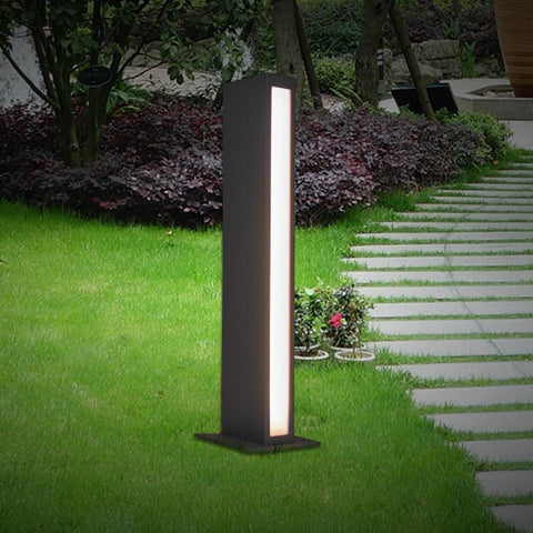 23.6" Outdoor Pathway Lighting, Modern Landscape Path Light Black Waterproof 10W LED Hardwired Deck Bollard Lighting for Garage Yard Front/Back Door Patio Driveway