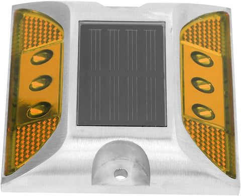 Tiiyee Ground Lights,led Solar Power Ground Marker Road Reflector Waterproof Outdoor Driveway Road Highway Spike Automatic Lamp Warning Step Long Viewing Distance for Dock Sidewalk Garde (yellow)