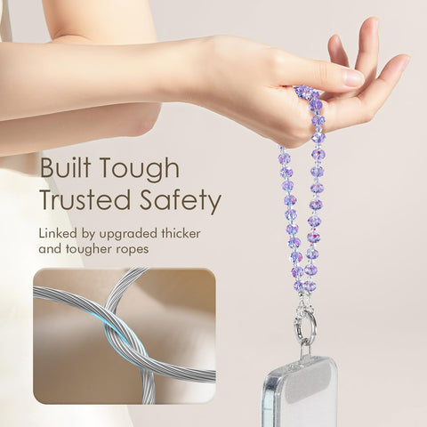 Crystal Phone Charm Bling Wrist Strap with Tether Tab