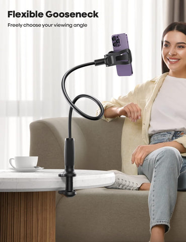 Lamicall Gooseneck Bed Phone Holder Black – 80mm Clamp Flexible Arm