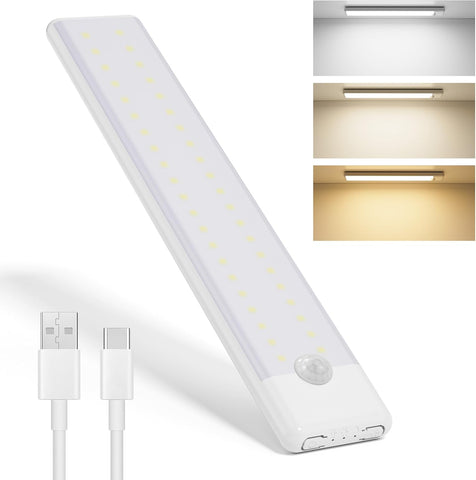 Motion Sensor Under Cupboard Kitchen Lights – Rechargeable LED Under Cabinet Light with 3 Colour Temperatures, Dimmable Brightness & Magnetic Cordless Mount for Wardrobes, Shelves & Stairs - Light Up the Dark Corners You Usually Ignore