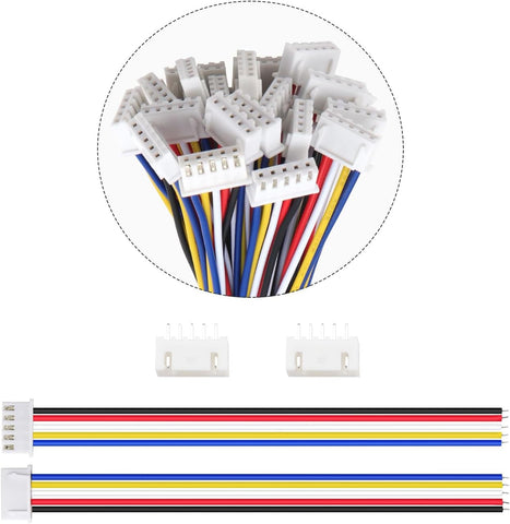 Lyeteung 20 Sets 2.54mm JST-XH Connector, Mini Micro JST XH 5 Pin Connector Plug Male with 150mm 22AWG Cable & Female Connector