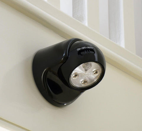 Battery Operated PIR Motion Sensor Cordless LED Security Light – Removable, Wireless, Indoor Outdoor Wall Lamp (Black, No Batteries)
