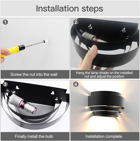 LED Up Down Wall Light Black 7W Warm White