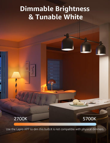 1521LM AI Smart RGB Light Bulb 12W 4 Pack
