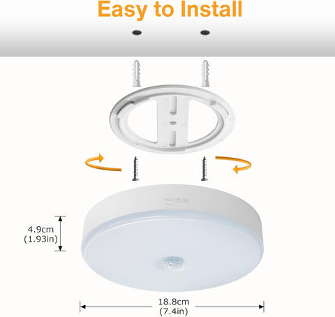 Rechargeable Motion Sensor Ceiling Light – 300LM LED, 7000mAh Battery, USB Powered, Wireless Indoor Wall Light for Stairs & Garage