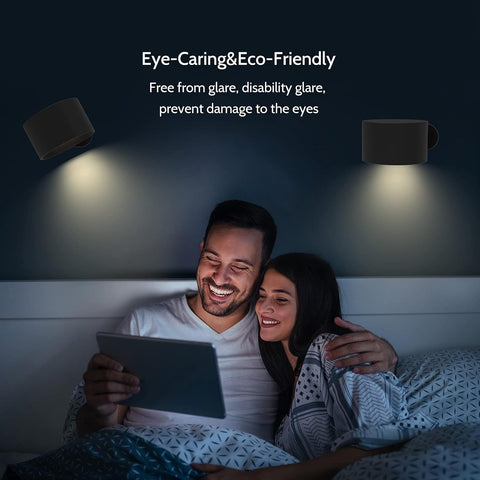 Wall Light LED Wall lamp Rechargeable Battery Wall Sconces Mordern Dimmable Touch Control Warm/White Brightness Modes Wall Spotlights Freely Rotatable Lights for Bedroom Cabinet Black