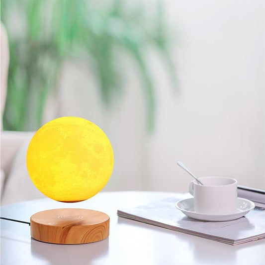 Levitating Moon Lamp, Floating and Spinning in Air Freely with 3D Printing LED Moon Lamp Has 16 Colors 20 Modes for Unique Xmas Gifts,Room Decor,Night Light,Office Desk Toys