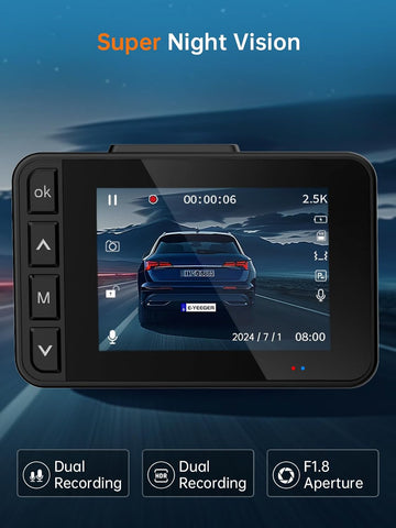 Mini Front and Rear Dash Cam 2.5K with Night Vision