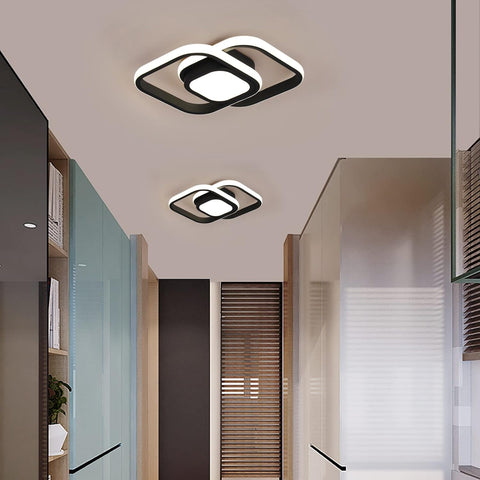 Modern 32W Dimmable LED Ceiling Light Black – 3D Tricolor Ceiling Lamp with Adjustable Brightness for Living Room, Bedroom, Hallway & Indoor Spaces