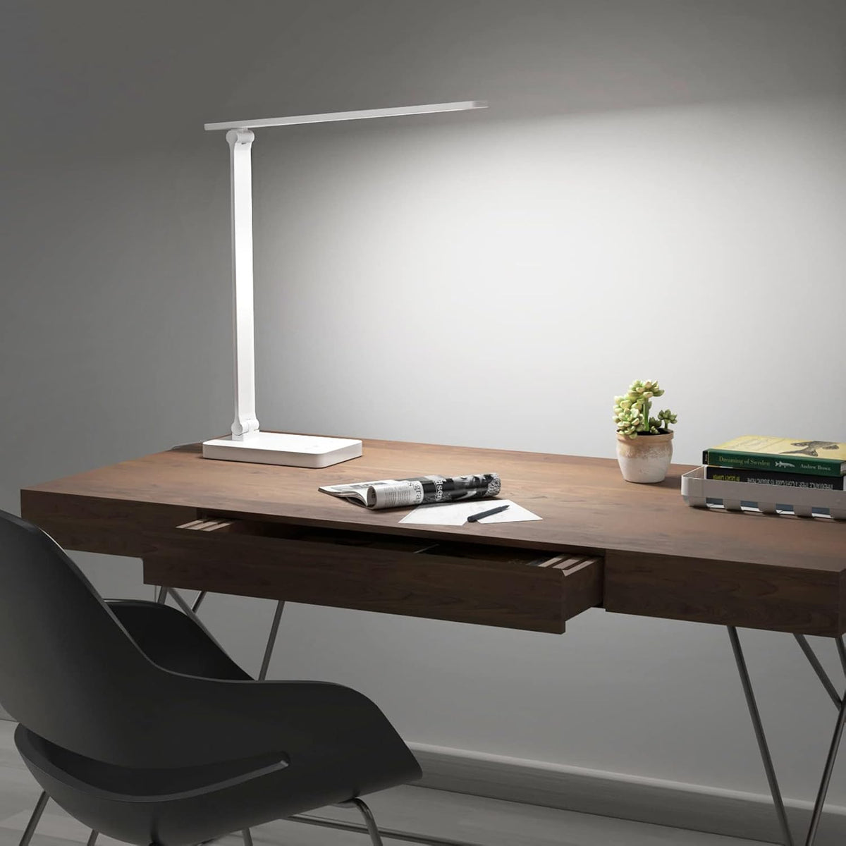 LED desk lamp with adapter

