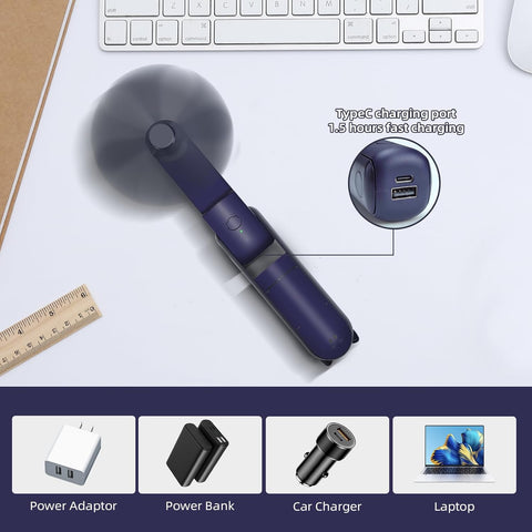 Foldable USB Handheld Fan 3 Speed Power Bank
