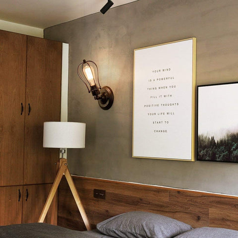 LULING Industrial Wall Sconce Vintage Lighting Adjustable Lamp Rustic Wire Metal Cage Oil Rubbed Wall Light Shade Edison Style Antique Fixture Porch Mirror