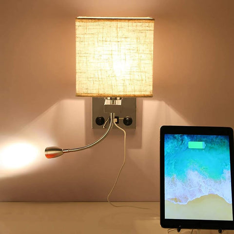 DEECOZY LED Bedside Reading Wall Lamp with Gooseneck 3W