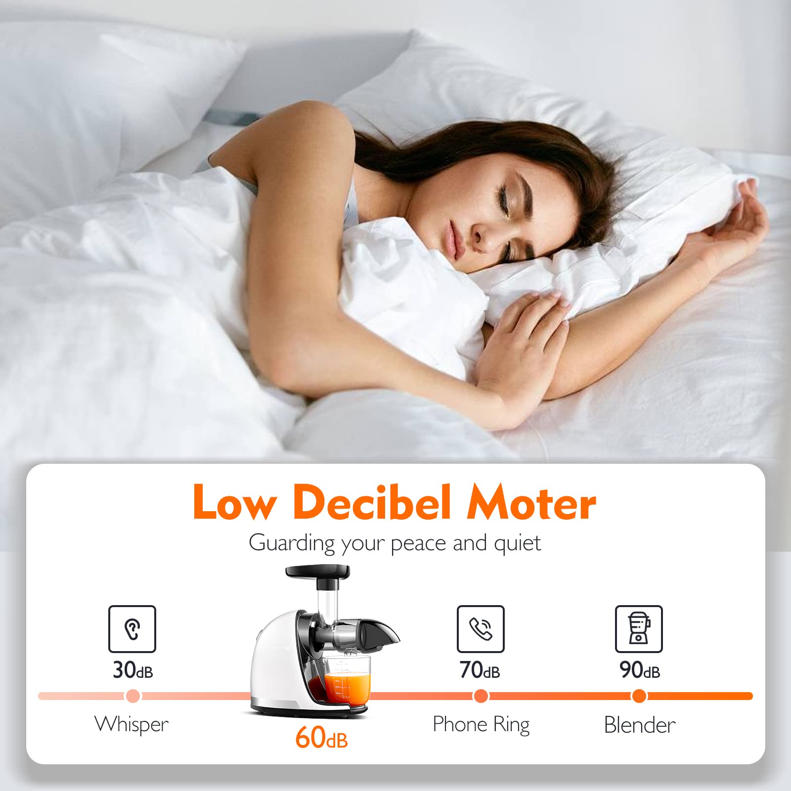 AMZCHEF Juicer Machines - Cold Press Slow Juicer - Masticating Juicer for Whole Fruits and Vegetables - Delicate Chew No Need to Filter - BPA Free Juice Extractor with 2 Cups and Brush - Black