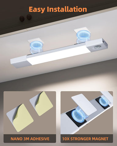 EZVALO 3 Pack 8'' Rechargeable Under Cabinet Lights – Motion Sensor LED Kitchen & Cupboard Lighting, Dimmable 3 Colour Temperatures - Light Up the Corners You Usually Forget