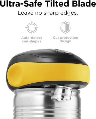 Kitchen Mama One-to-Go Electric Can Opener – One-Touch Operation, Auto-Stop, Smooth Edge, Battery Operated, Yellow
