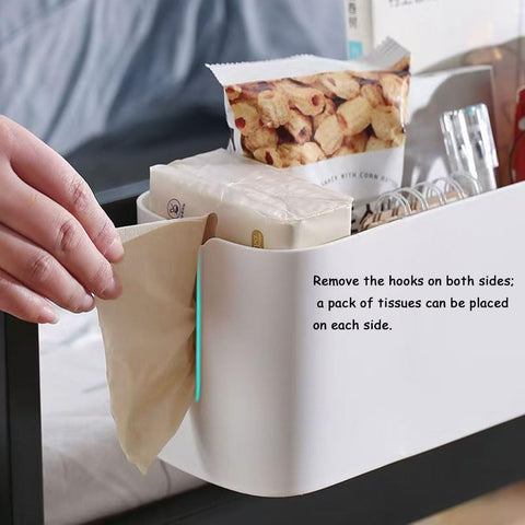 leobodecap 2-Piece Hanging Bedside Organiser – ABS Plastic Bed Shelf with Detachable Hooks for Phones, Books & Everyday Essentials – Keep Your Bedside Clutter Within Reach