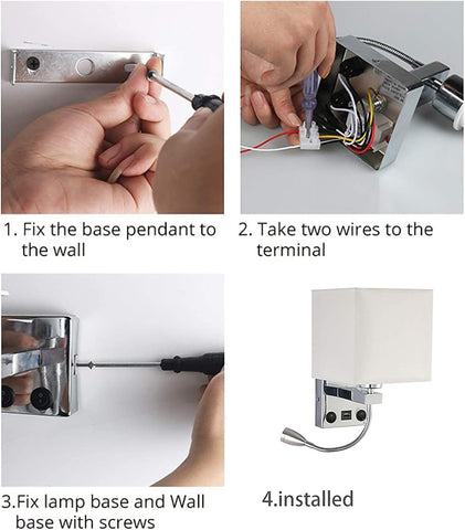 DEECOZY LED Bedside Reading Wall Lamp with Gooseneck 3W