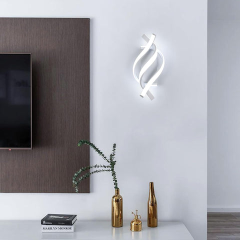 Modern 22W LED Wall Light White Spiral Design 6500K Cool Light