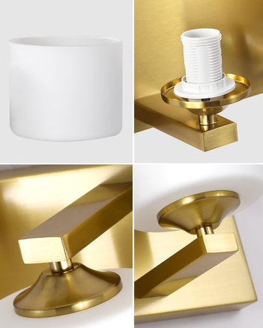 3-Light Matte Brass Bathroom Vanity Light with Frosted Glass Shades