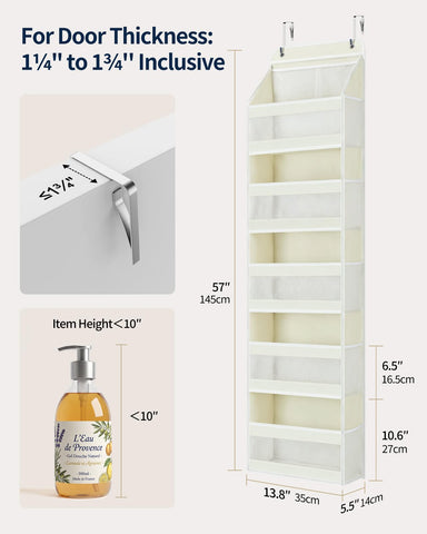 Yecaye 5-Tier Over Door Storage Organiser, Grey – Hanging Shelves with Mesh Windows for Space-Saving Home Organisation