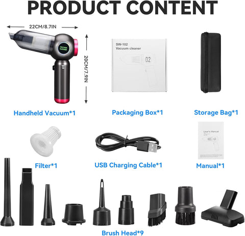 DEUKNICE Purple Black Handheld Vacuum Cleaner 22000Pa Cordless