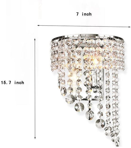 Crystal Wall Light with Stainless Steel Base and Crystal Chain