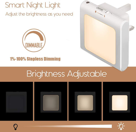 Smart night light with adjustable brightness on a white background