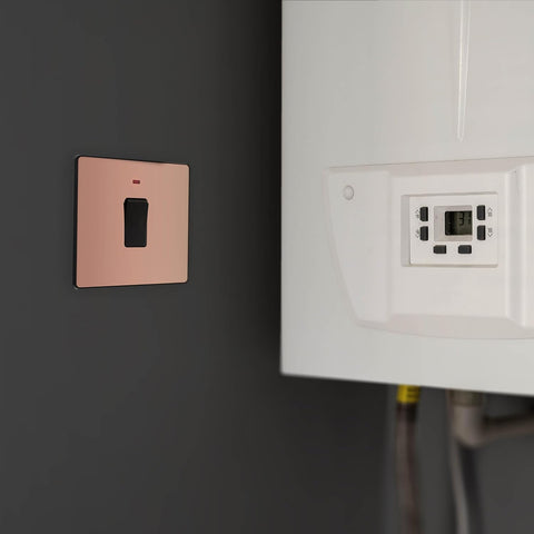 BG Electrical Single Wall Switch with LED Power Indicator, Double Pole, Screwless Front Plate, Round Edges, Evolve, Polished Copper, 20A, PCDCP31B