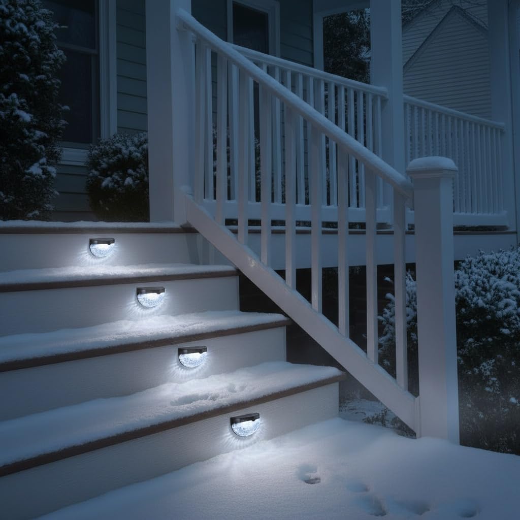 GloBrite Garden Lights - Pack of 4 Outdoor Lights - Waterproof Night Light for Pathway, Patio, Deck, Fence - Solar Security Light with Dusk to Dawn Sensor - Outdoor Lighting