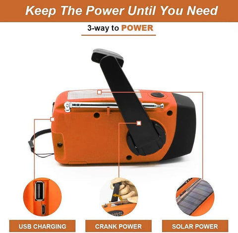 Wind Up Solar Radio,Portable Hand Crank Radio with AM/FM, Emergency Radio with 2000 mAh Rechargeable Power Bank,SOS Alarm, LED Torch Dynamo Radio,USB Mobile Phone Charger for Camping Outdoor